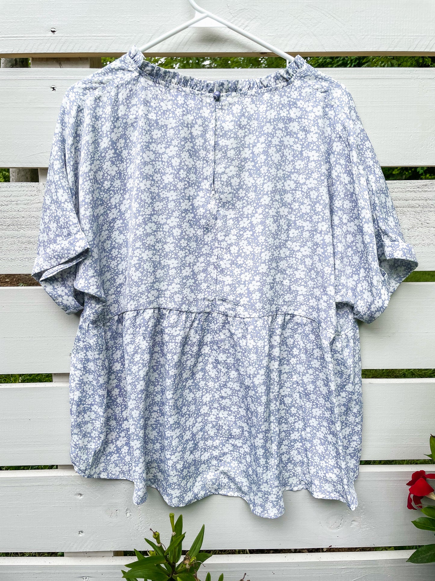 Grey Floral Babydoll Top