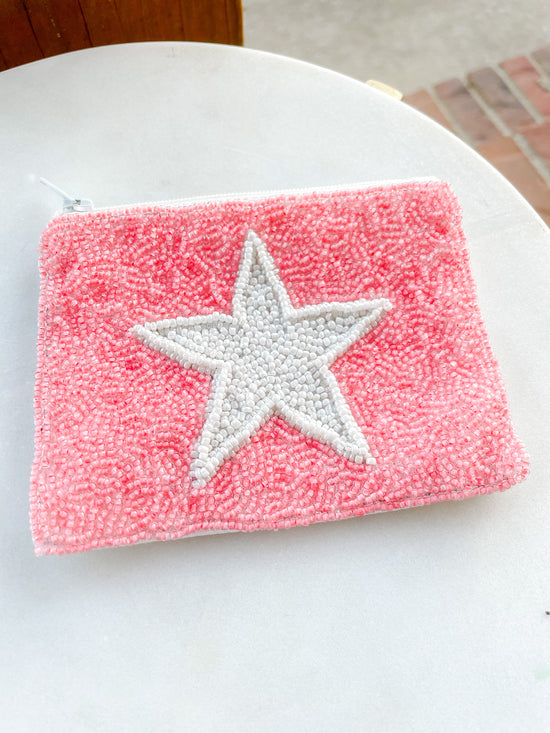 Star Beaded Coin Purse - Pink