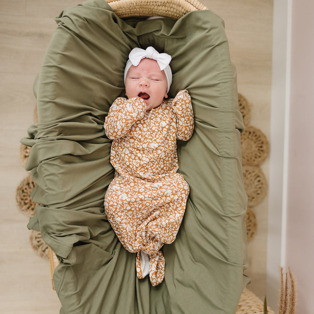 
                      
                        Mustard Floral Knot Gown
                      
                    