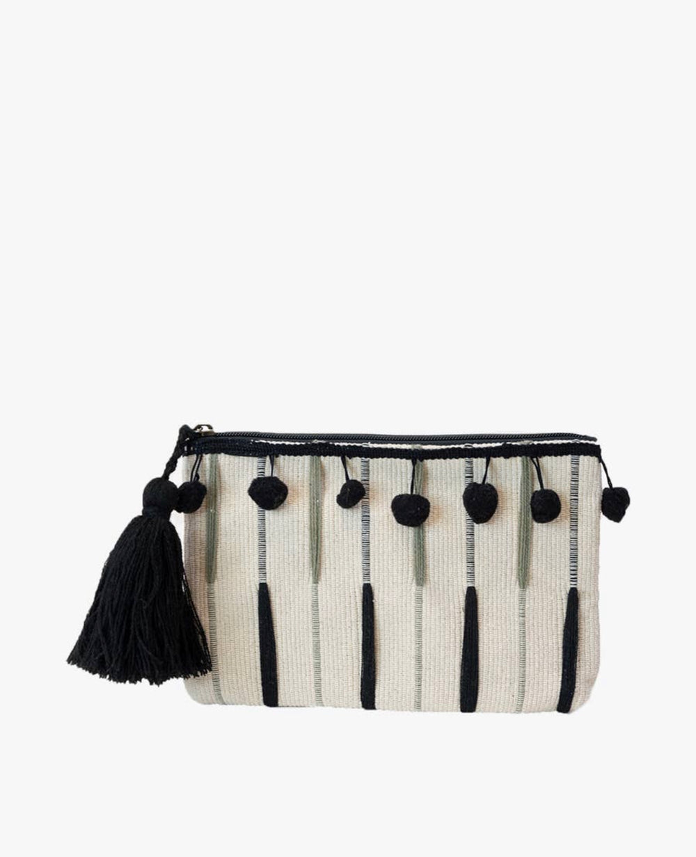 Addie Cotton Pouch- Black/Ivory