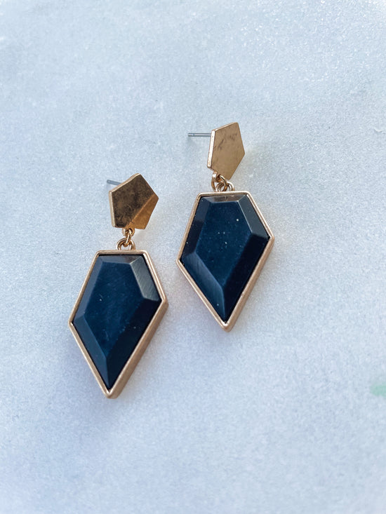 Load image into Gallery viewer, Black Stone Drop Earrings
