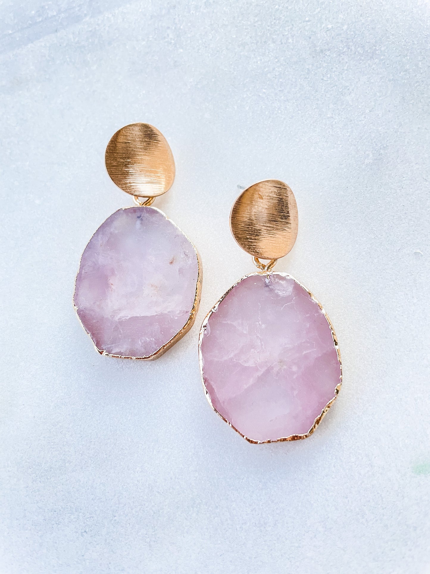 Stone Drop Earrings - Pink