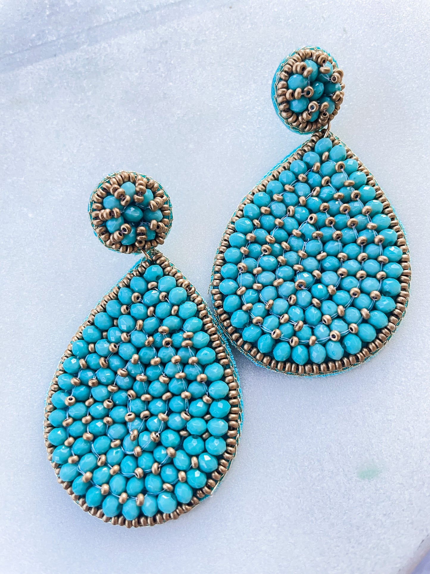 Load image into Gallery viewer, Turquoise Teardrop Statement Earrings
