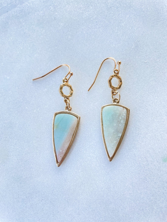 Stone Drop Earrings - Mint