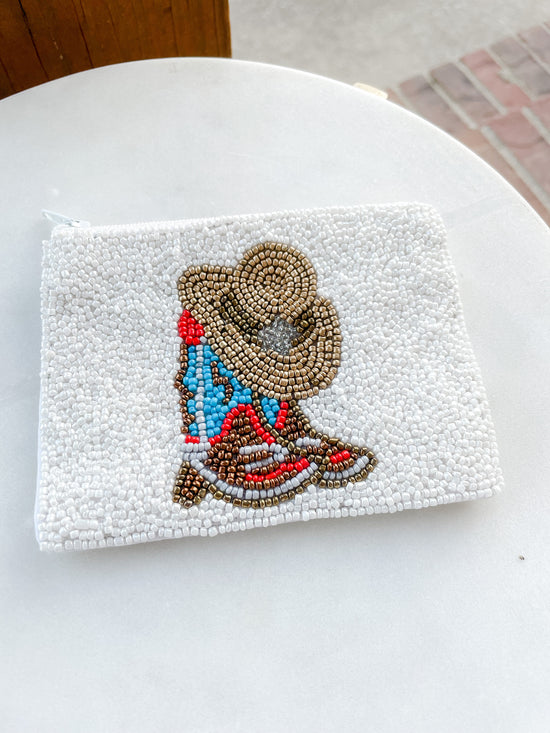 Load image into Gallery viewer, Howdy Cowgirl Beaded Coin Purse
