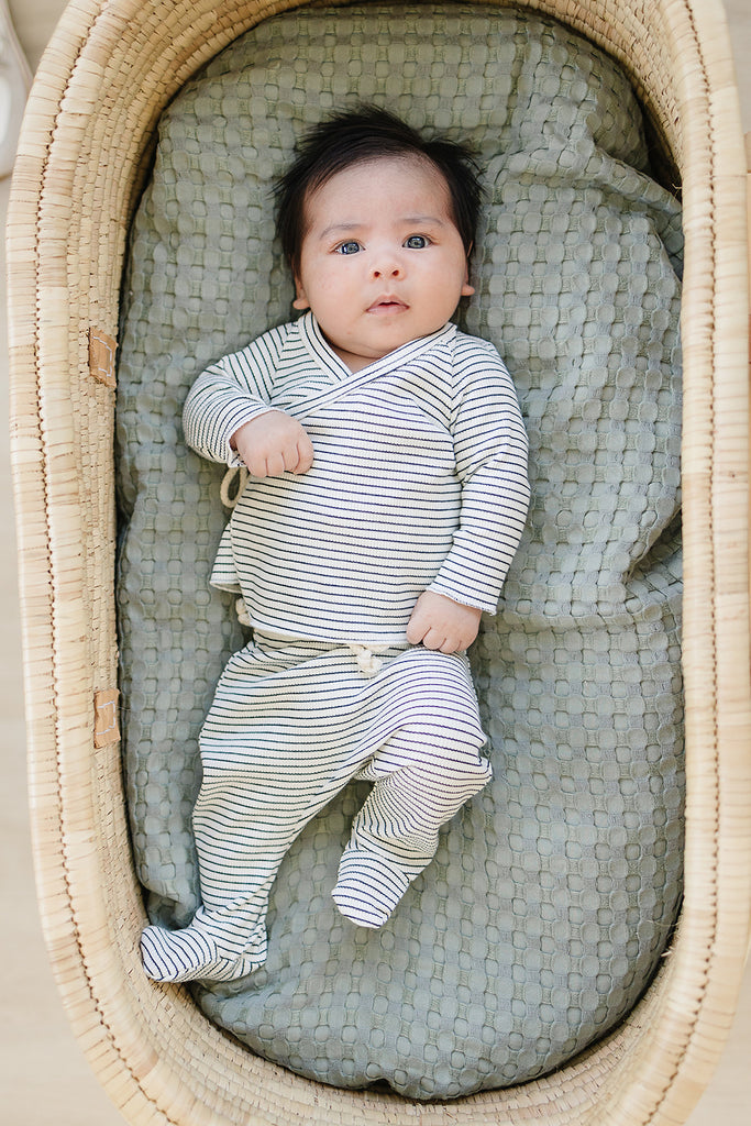 White & Black Ribbed Layette Set