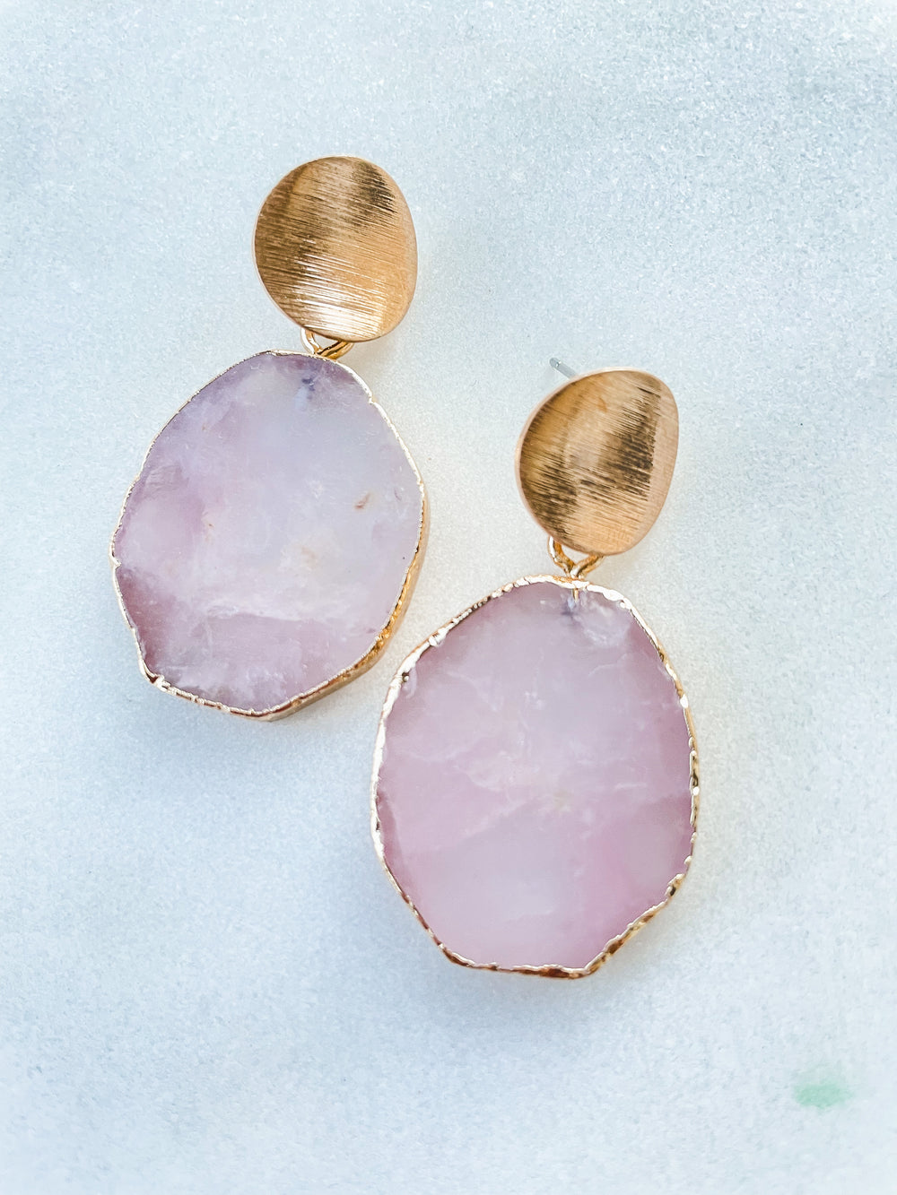 Stone Drop Earrings - Pink