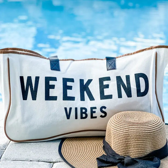 Load image into Gallery viewer, &amp;quot;Weekend Vibes&amp;quot; Canvas Tote Bag
